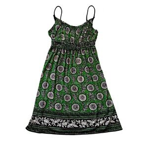 Max Studio Green Print Summer Ruffle Dress Size Small